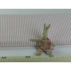 Cotone Oxford, Bianco con righe  Rosa
