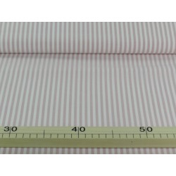 Cotone Oxford, Bianco con righe  Rosa