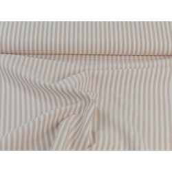Cotone Oxford, Bianco con righe  Rosa