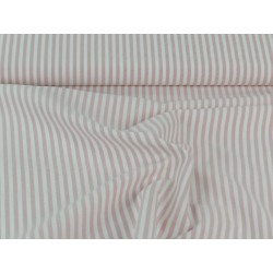 Cotone Oxford, Bianco con righe  Rosa