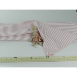 Cotone Oxford, Bianco con righe  Rosa