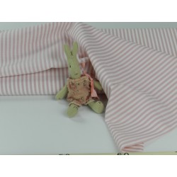 Cotone Oxford, Bianco con righe  Rosa