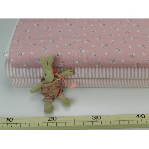 Cotone Oxford, Bianco con righe  Rosa