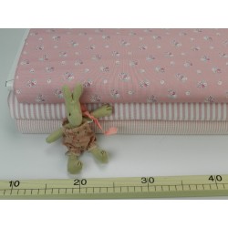 Cotone Oxford, Bianco con righe  Rosa