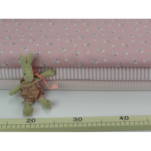 Cotone Oxford, Bianco con righe  Rosa