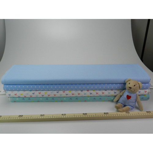 Cotone Capri, Celeste Pois piccoli Bianchi