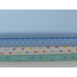 Cotone Capri, Celeste Pois piccoli Bianchi