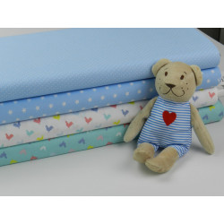 Cotone Capri, Celeste Pois piccoli Bianchi