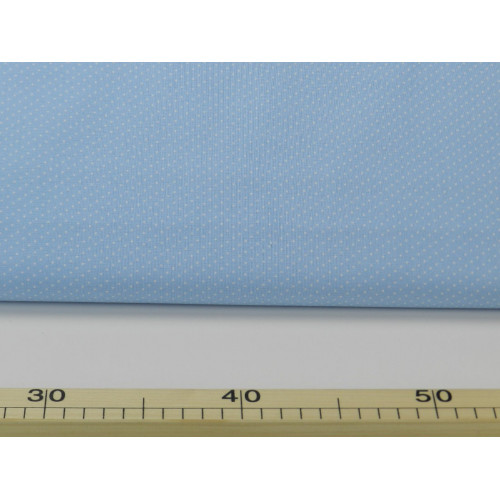 Cotone Capri, Celeste Pois piccoli Bianchi