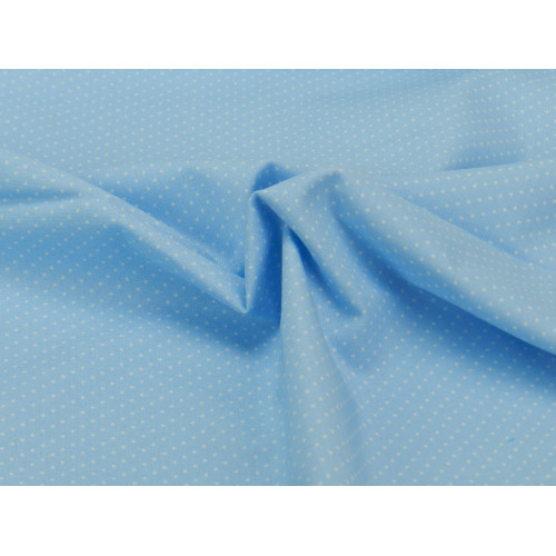 Cotone Capri, Celeste Pois piccoli Bianchi