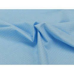 Cotone Capri, Celeste Pois piccoli Bianchi