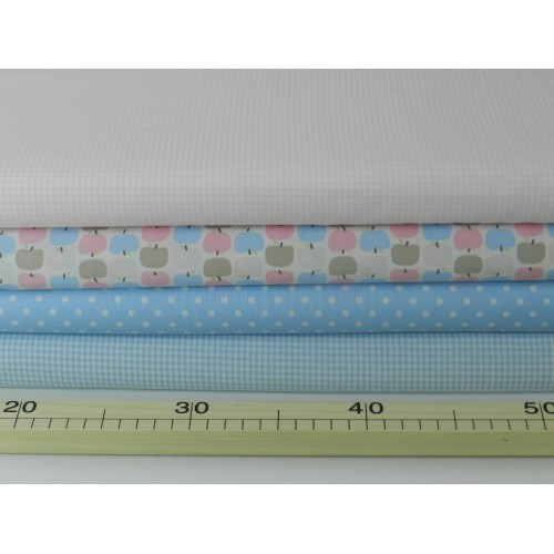 Cotone Bio,Popeline  Celeste a quadretti