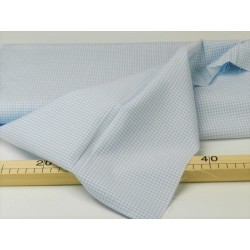 Cotone Bio,Popeline  Celeste a quadretti