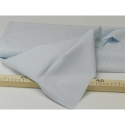 Cotone Bio,Popeline  Celeste a quadretti