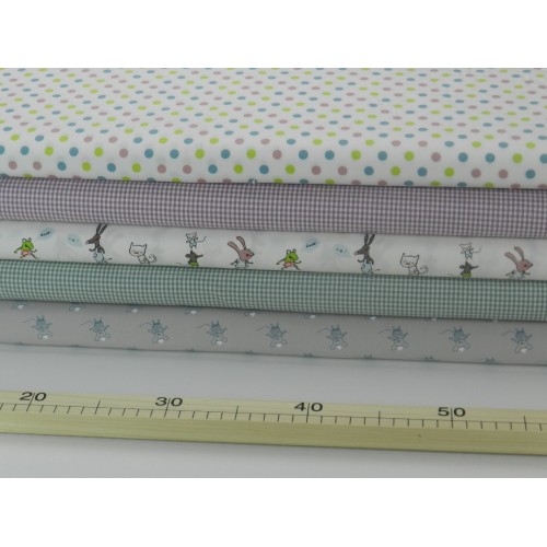 Cotone Bio, Popeline Vichy,  Viola e Bianco