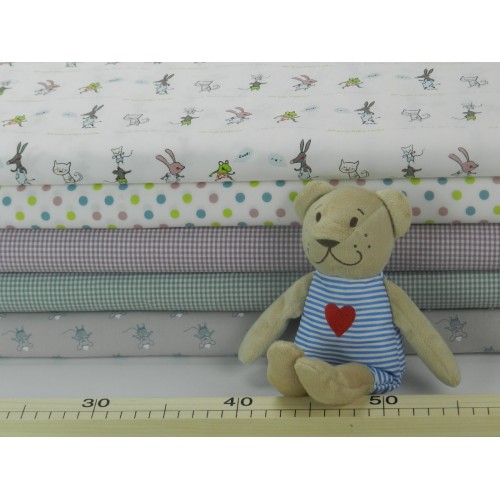 Cotone Bio, Popeline Vichy,  Viola e Bianco