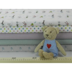 Cotone Bio, Popeline Vichy,  Viola e Bianco