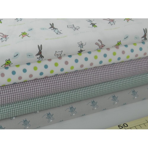 Cotone Bio, Popeline Vichy,  Viola e Bianco