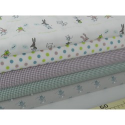 Cotone Bio, Popeline Vichy,  Viola e Bianco