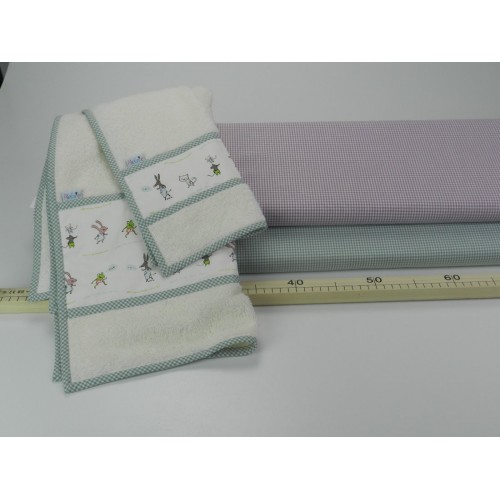 Cotone Bio, Popeline Vichy,  Viola e Bianco