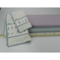 Cotone Bio, Popeline Vichy,  Viola e Bianco