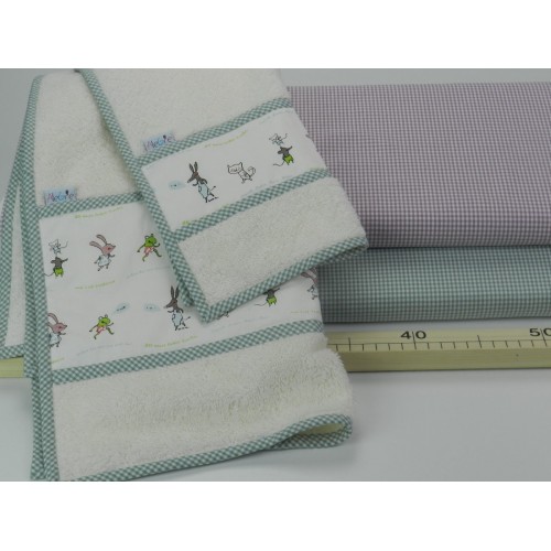 Cotone Bio, Popeline Vichy,  Viola e Bianco