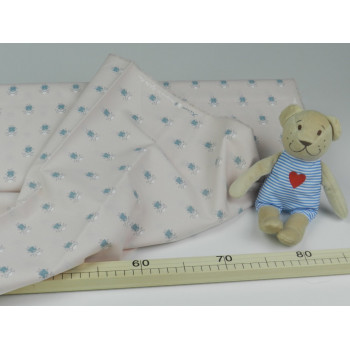 Cotone Bio, Popeline  Rosa Antico con Topolino