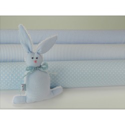 Cotone Bio, Celeste, Pois Bianchi