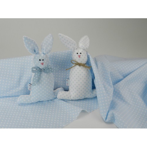 Cotone Bio, Celeste, Pois Bianchi