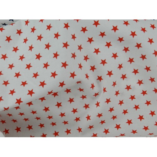 Cotone Bio, Bianco, Stelle Rosse