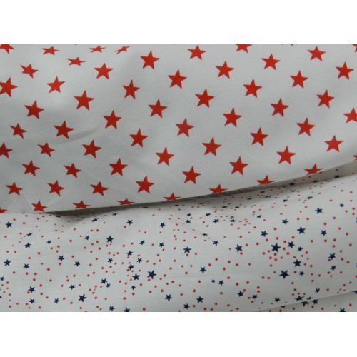 Cotone Bio, Bianco, Stelle Rosse
