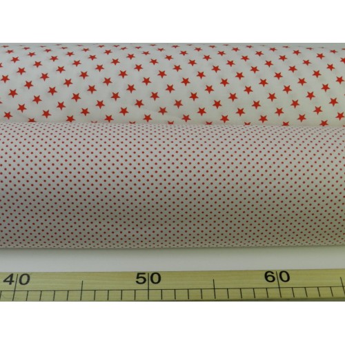 Cotone Bio, Bianco, Stelle Rosse