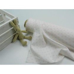 Cotone Bio, Bianco, Stelle Rosa