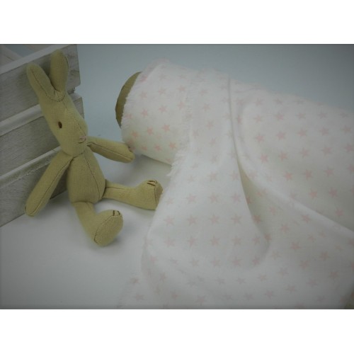 Cotone Bio, Bianco, Stelle Rosa