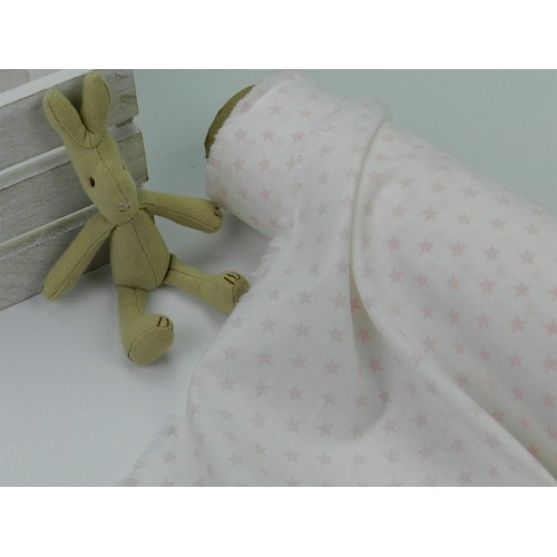Cotone Bio, Bianco, Stelle Rosa