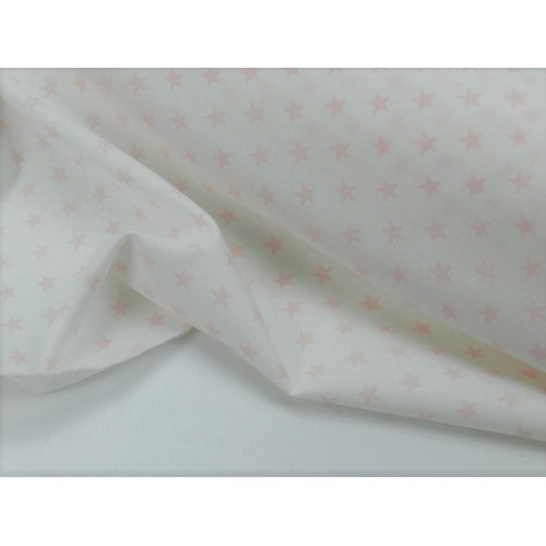 Cotone Bio, Bianco, Stelle Rosa