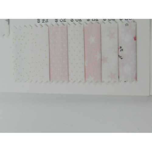 Cotone Bio, Bianco, Stelle Rosa
