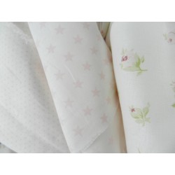 Cotone Bio, Bianco, Stelle Rosa