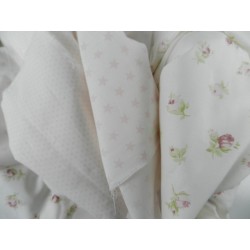 Cotone Bio, Bianco, Stelle Rosa