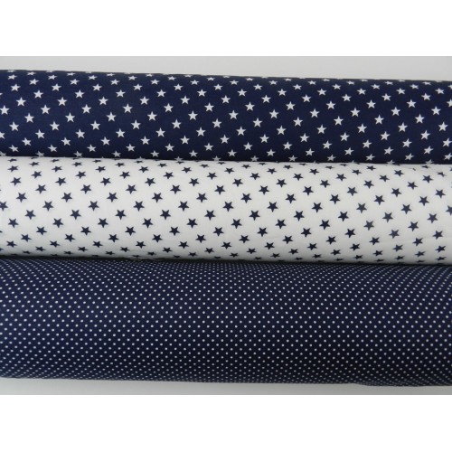 Cotone Bio, Bianco, Stelle Blu