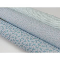 Cotone Bio, Bianco, Pois Verde Acqua