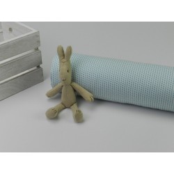Cotone Bio, Bianco, Pois Verde Acqua