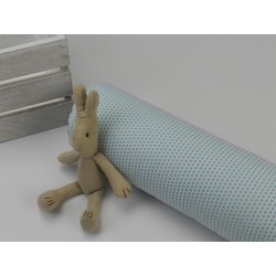 Cotone Bio, Bianco, Pois Verde Acqua