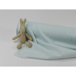 Cotone Bio, Bianco, Pois Verde Acqua