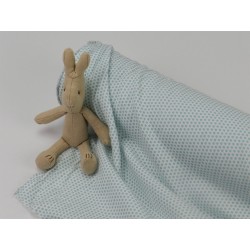 Cotone Bio, Bianco, Pois Verde Acqua