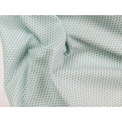 Cotone Bio, Bianco, Pois Verde Acqua