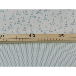 Cotone Bio, Bianco, Pois Verde Acqua