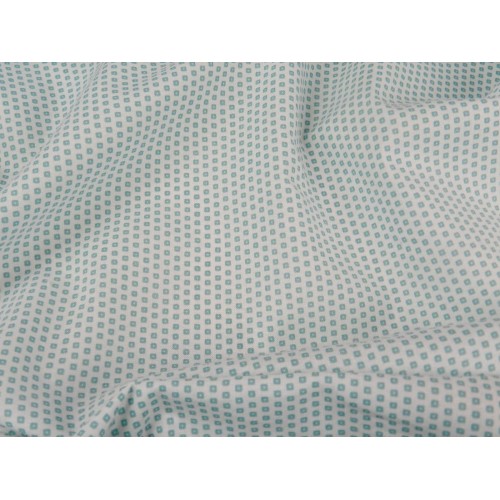 Cotone Bio, Bianco, Pois Verde Acqua