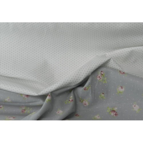 Cotone Bio, Bianco, Pois Grigio