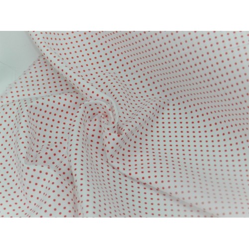 Cotone Bio, Bianco, Pois  Rossi